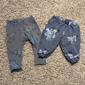 Zara Kids Cartoon Print Jogger Pants - Gray and Brown